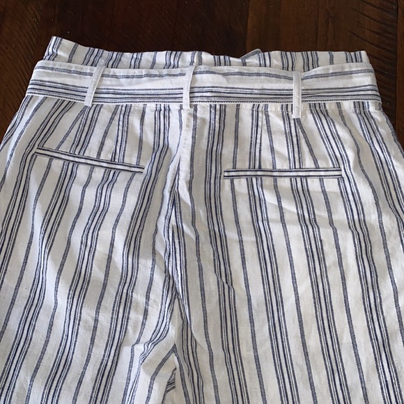 Madewell Linen Cotton Paperbag Pants in Dark Baltic Striped High waist - Picture 9 of 9